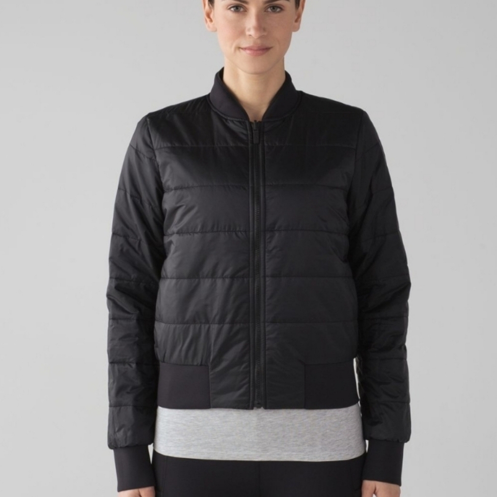 Lululemon Athletica Black Reversible Non-Stop Bomber Jacket, SIZE 8